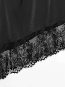 DEEKA Women's Lace Patchwork Halter Neck Casual Blouse, Fashionable & Versatile, Spring/Summer - Black 1 - View 6