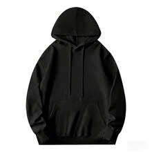 Men's Loungewear Black Hoodie For Men With White Print "It's Never Luck, It's God" On The Back - Casual Sweatshirt, Religious Faith Clothing, Warm-L91 - Black - View 2