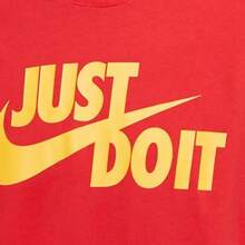 Nike Sportswear Just Do It Retro American Style Letter Breathable Print Crew Neck Short Sleeve T-Shirt, Red - 紅色 - 查看 4