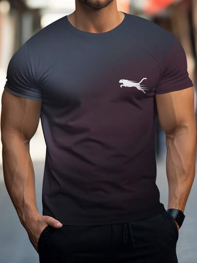 男士时尚圆领短袖运动T恤，百搭舒适，春夏运动风服饰
