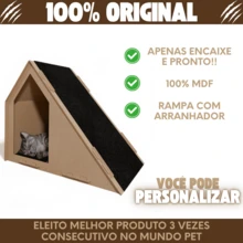Casinha de Gato com Rampa Arranhador Com Rampa em MDF – Ideal para Afiação das Garras e Descanso - Cinza - Visão 5