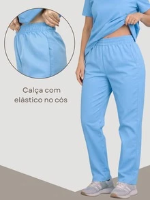 Conjunto Plus Size Pijama Cirurgico Scrub Bata Hospitalar Profissional Feminino Masculino Unissex - Azul bebê - Visão 5