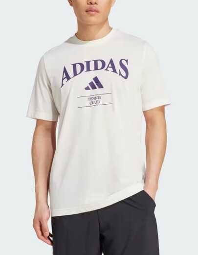  Adidas Heritage SS25 Climacool GRAPHIC Retro Tennis Crew Neck Short Sleeve T-Shirt Men's Pink/White/Aurora Li Purple