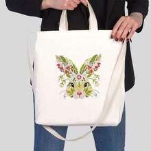1 pieza Parche bordado de conejo con flores medianas, bordado hueco, parche de conejo pastoril, para planchar, adecuado para sudaderas, chaquetas, bolsos, decoración del hogar - Multicolor - Ver 8