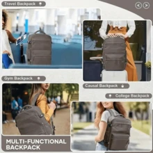 Vacuum Compression Backpack - This Travel Compression Backpack Is Suitable For Laptops, Work, Weekend Trips, And Everyday Use. Waterproof, Large Capacity, Unisex, And Designed For Men, This Fully Functional And Space-Saving Travel Backpack Features Adjustable, Non-Slip 3D Foam Shoulder Straps. Lightweight And Durable, It's Made Of Nylon, Foldable, And Colorfast. Ideal For Students And Leisure Travel. - Brown - View 11