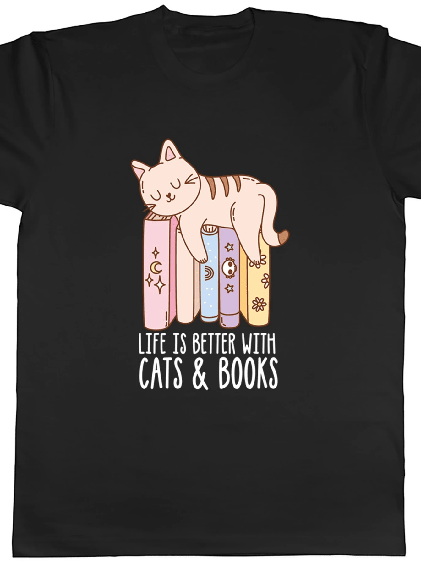 Life Is Better With Ca & Books World Book Day Mens T-Shirt Tee Gift Top - 黑色14 - 查看 1