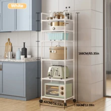 1pc Easy-To-Assemble Multi-Tier Storage Rack - Versatile Organizer For Kitchen Appliances, Bathroom Essentials & Dorm Bookshelf With Built-In Microwave Stand, No Metal Frame, Kitchen Storage Rack - Multicolor - View 10