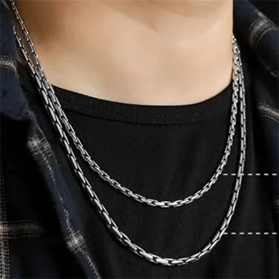 1pc Fashion Men Silvery Chain Necklace Basic Necklace Width 2mm Chain Hip Hop Jewelry 16inch-30inch For Choice
