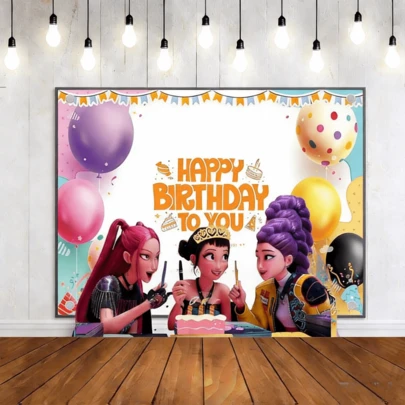 1 pieza Telón de fondo brillante del grupo de ídolos K-Pop para cumpleaños, pancarta de fiesta con cielo estrellado brillante, suministros de fiesta de cumpleaños de dibujos animados, adecuado para decoración de cumpleaños y celebración navideña - Regalo de fondo de fiesta (Debido al proceso de producción y factores de transporte, puede haber una ligera diferencia de color y defectos menores, que se encuentran dentro del rango normal. Estilo aleatorio)