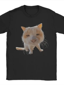 Silly Cat Meme Cat Face Mood T-Shirts Tees Summer Short-Sleeved T-Shirt Crew Neck Hip Hop Design Tshirt - 黑色28 - 查看 1