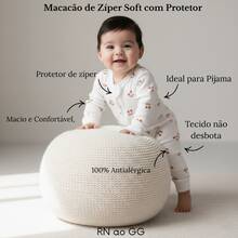 Long Printed Baby Jumpsuit, Soft, Hypoallergenic, Front Zipper, Soft, Warm, Comfortable Winter Pajama Jumpsuit For Girls - 紅白色 - 查看 2