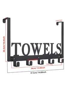 1个门后挂钩，浴室毛巾架，门挂式毛巾架，卧室厨房泳池毛巾浴袍壁挂式挂钩，金属喷砂表面 - 黑色 - 查看 13