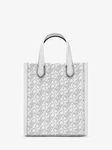 Michael Kors Mini Crossbody Bag, Elegant Jacquard Design, Quilted Rhombus Pattern, Dark Gray, Luxurious And Durable, Perfect For Daily Use. Fashionable Handbag With Adjustable Shoulder Strap, Well-Crafted, Spacious Interior, Ideal For Storing Essentials. - White - View 5