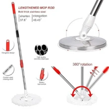 Mop And Bucket Set, 360° Spin Mop And Bucket With Wringer Set And 6 Microfiber Mop Refills, Stainless Steel 61" Extended Handle Spinning Mop Bucket System For Floor Cleaning (2 Sets) - A - 查看 3