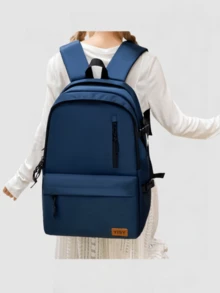 New Fashionable Minimalist Backpack Set, Versatile Large Capacity Multi-Function Suitable For Various Occasions, Back To School & Graduation Season - Navy Blue - View 3
