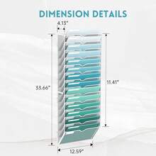 14-Tier Wall File Organizer, Mesh Hanging File Organizer, Assembly Needed, Hanging Wall Files for Papers, Folders, Magazines, Wall Organizer for Clipboard - W - Übersicht 2