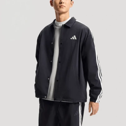  Adidas ST 3ST COACH JACKET, A Versatile, Comfortable, Sporty, Casual, And Relaxed-Fit Jacket For Men.