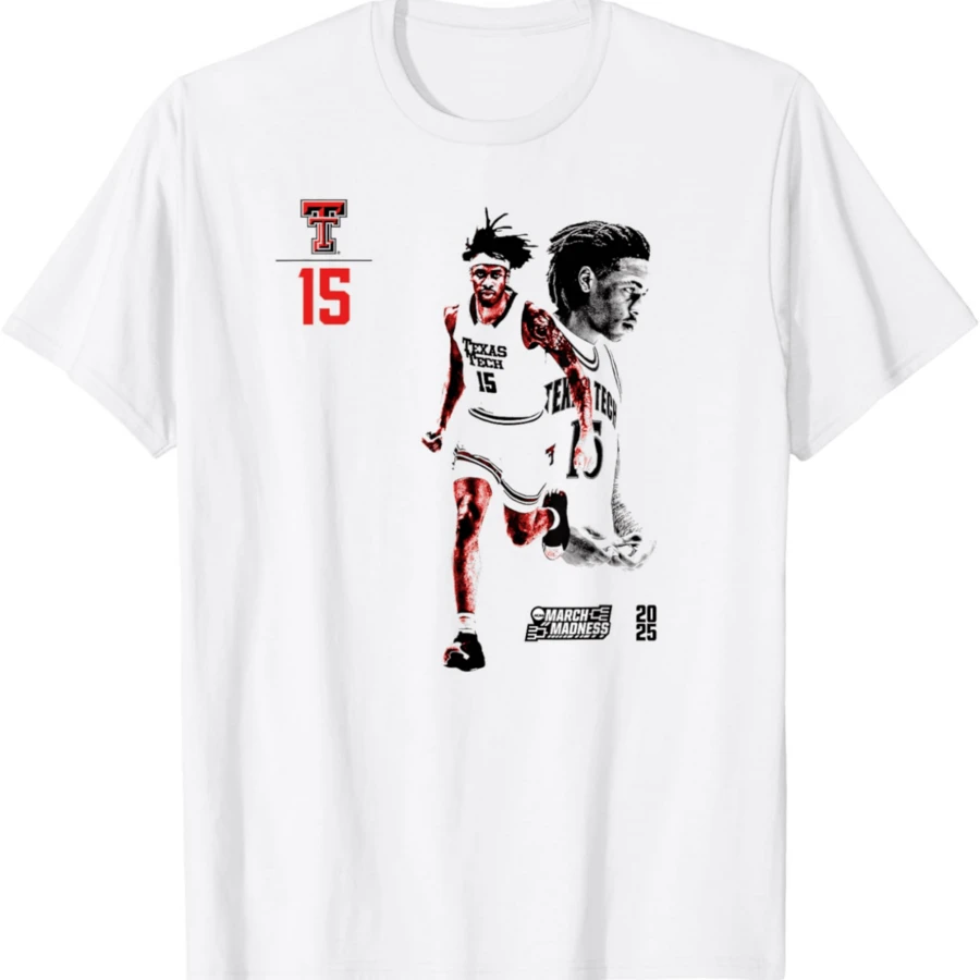 Texas Tech JT Toppin NCAA Final Four 2025 Men's Basketball T-Shirt - White - View 1