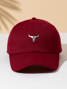 1顶极简牛头印花男女通用棒球帽，遮阳帽，户外休闲运动帽，适合男女日常通勤。 - 彩色 - 查看 17