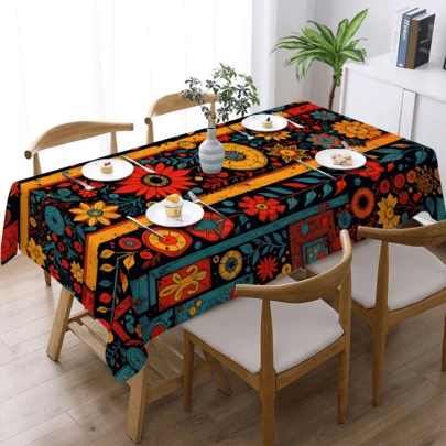 1 قطعة منشفة طاولة مطبوعة بنمط بوهيمي - 100% بوليستر، مستطيلة الشكل، منسوجة، مناسبة لاستخدام المطبخ والمائدة في المنزل، حفلات العشاء، النزهات، المناسبات، الزفاف، الحفلات المتخصصة، للاستخدام الداخلي والخارجي