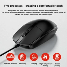 Lenovo M280 Wired Silent Mouse - Ergonomic Design, Plug And Play USB, Ambidextrous, Durable Plastic Material, Suitable For Office, Home, Business, Laptop, Fashionable Mouse Design, Smooth Surface Mouse - Black - View 3