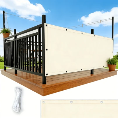 1 Piece Rectangular Polyester Canvas Sunshade Sail - 100gms UV Blocking Premium Windproof & Sunshade, Rust-Resistant Metal Eyelets Spaced Every 50cm, Comes With Free Nylon Installation Ropes, Ideal For Balcony, RV, Patio, Terrace & Outdoor Camping