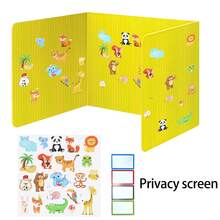 1pc Plastic Desk Partition Board With DIY Animal Stickers, Student Desk Privacy Divider, Exam Anti-Cheating Barrier, Art Craft Supplies, Suitable For School And Office - Black - View 16