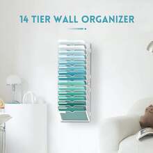 14-Tier Wall File Organizer, Mesh Hanging File Organizer, Assembly Needed, Hanging Wall Files for Papers, Folders, Magazines, Wall Organizer for Clipboard - W - Übersicht 4