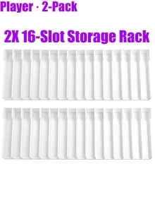 16-Disc Game Disc Storage Rack, 1/2/3 Sets Stackable Game Disc Organizer Rack, High-Strength ABS Material Vertical Display Stand, Suitable For Pentium 4/P5/X Series And Switch Consoles, Space-Saving Desktop Game Rack, Collection And Gaming Room Decor - White - View 13