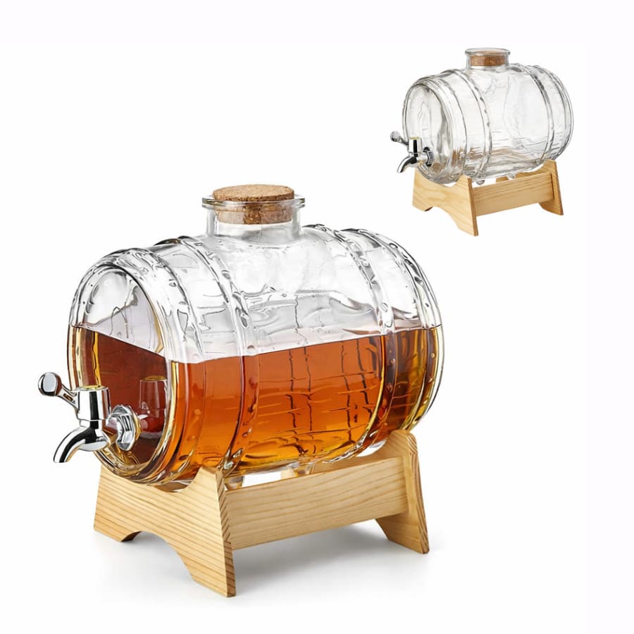 Glass Barrel For Cachaça, Wine, Liqueur With Wooden Stand - 1L - 無色 - 查看 1