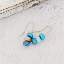 1 Pair Bohemian Handmade Beaded Faux Turquoise Earrings, Fashion Jewelry Gift For Women Wedding Party - Silver - View 5