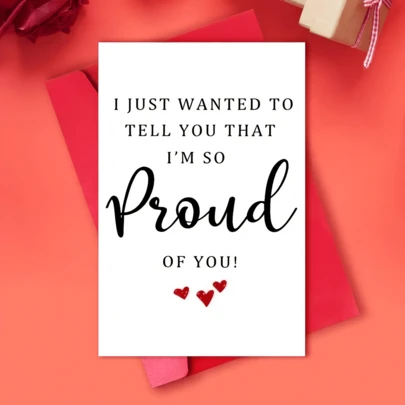 1pc "I'm So Proud Of You" Card, Cartoon Design, Congratulations, Paper, Holiday, Party Invitation, Home & Kitchen Decor, No Power Required