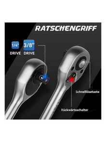 94-Piece Socket Wrench Set In Tool Case Ratchet Wrench With Reversible Ratchet Including Flexible Extensions, Universal Joints And Push Handles - Black - View 5