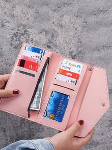 A-Z字母女士长款钱包 - 粉色PU皮革信封式手拿包，多卡位和拉链零钱包，带流苏吊坠，适合日常使用和作为女士生日礼物。钱包、手拿包、腕包、母亲节礼物、邮轮旅行必备，带钱夹。 - 彩色 - 查看 7