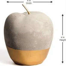 Modern Concrete Apple And Pear Decorative Ornament Set With Gold Detail - Grey - View 5