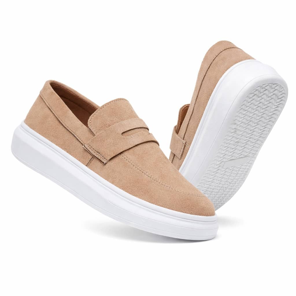 Men's Modern Casual Loafer Shoe In Premium Suede - Beige - View 1