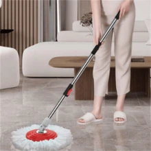 360° Spin Mop And Bucket Set With , 6 Extra Microfiber Heads, 61" Extended Handle For Effortless Floor Cleaning, 2X Wheel Design - Black - A - 查看 1