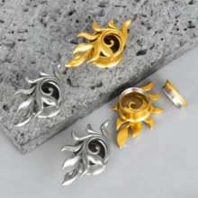 2件装新款朋克花朵耳扩耳钉 316不锈钢耳洞扩张器穿刺饰品 女士优雅耳环 情人节礼物 - round-2 - 查看 9