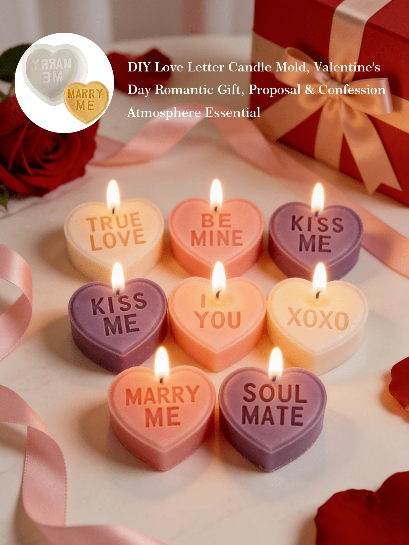 情书蜡烛模具，浮雕情书告白模具，硅胶蜡烛模具，婚礼蜡烛模具，手工皂模具，情人节礼物模具 - 愛心字母-模具 - 查看 1