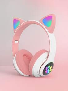 Cat Ear RGB Wireless Gaming Headset  40H Play Time, Noise Canceling Microphone, Stereo Sound, Cat Ear LED Illumination, Headband Noise Canceling Resolution HD Sound Headset For School, Tablet, Mobile Device, Travel, Sports, Birthday Gift - Pink - View 11