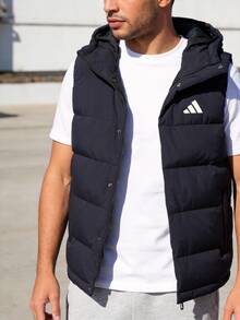 Adidas Men's Casual Down Vest, Sportswear, Hooded Outerwear For Daily & Outdoor Use - Black - View 1