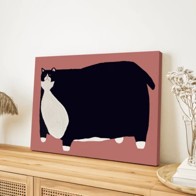 1 Tranh canvas, Tranh chủ đề mèo phong cách Mỹ, Tranh nghệ thuật mèo thú vị, Thích hợp trang trí phòng khách, phòng ngủ, trang trí nhà cửa, tranh treo tường, tranh canvas có khung (khung tùy chọn)