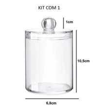 Kit Completo Porta-Cotonetes e Algodão 3 Peças - Organização Prática e Elegante para Seu Banheiro - Transparente+1PC - Visão 2