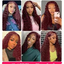 99J Burgundy Human Hair Wigs 13x4 Deep Wave Lace Front Wigs Human Hair Pre Plucked With Baby Hair Wigs Human Hair For Women 180% Density 99j Wigs Human Hair - S99J - View 8