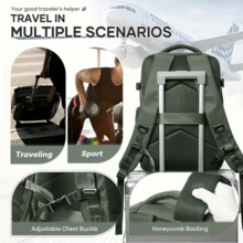 真空壓縮背包 - 這款旅行壓縮背包適用於筆記型電腦、工作、週末旅行和日常使用。防水、大容量、男女通用、男士旅行背包，功能齊全、節省空間，配有可調式防滑3D泡棉肩帶，輕巧耐用，採用尼龍材質，可折疊且不易褪色。是學生和休閒旅行的理想之選。 - 軍綠色 - 查看 8