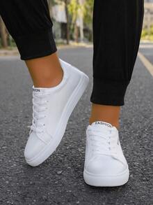 男士休闲一脚蹬运动鞋，透气百搭运动休闲高端质感白色运动鞋 - 白色 - 查看 5