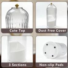 Toothbrush Holders With Cover 360 Rotating 3 Slots Bathroom Counter Organizer Stand Sink Organizer, Desktop Countertop Storage - Dustproof, Anti-Slip, Drainage Design, Bathroom Organizer, Toothbrush & Makeup Brush Organizer, Bathroom Decor, Holiday Gift - 白色 - 查看 7