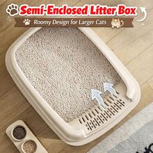 Large Cat Litter Box ,Semi-Enclosed With  Open  Structure, High Sides  & Splash Proof, Durable Double-Layer Cat Toilet With Wide Filtering Step, Easy To Assemble And Clean, Three Colors & Two Sizes To Choose,Includes Free  Scoop, Comfortable For Active And Large Cats,Ideal For Everyday Home Use. - M - View 4