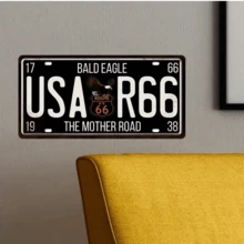 1 pieza Placa de matrícula de coche de metal vintage, Placa americana, Letrero de metal, Decoración de pared para el hogar, garaje, club, bar, Cubierta de placa frontal de coche, Placa de matrícula de metal de 6*12 pulgadas, Tamaño de agujero aleatorio - Multicolor - Ver 3