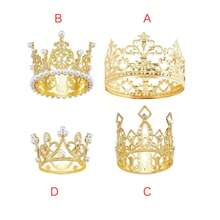 Vương miện đính ngọc trai pha lê vàng/bạc dùng trang trí bánh kem, thích hợp cho đám cưới, sinh nhật, trang trí hoa, quà tặng Ngày của Mẹ. - Vàng - Xem 2